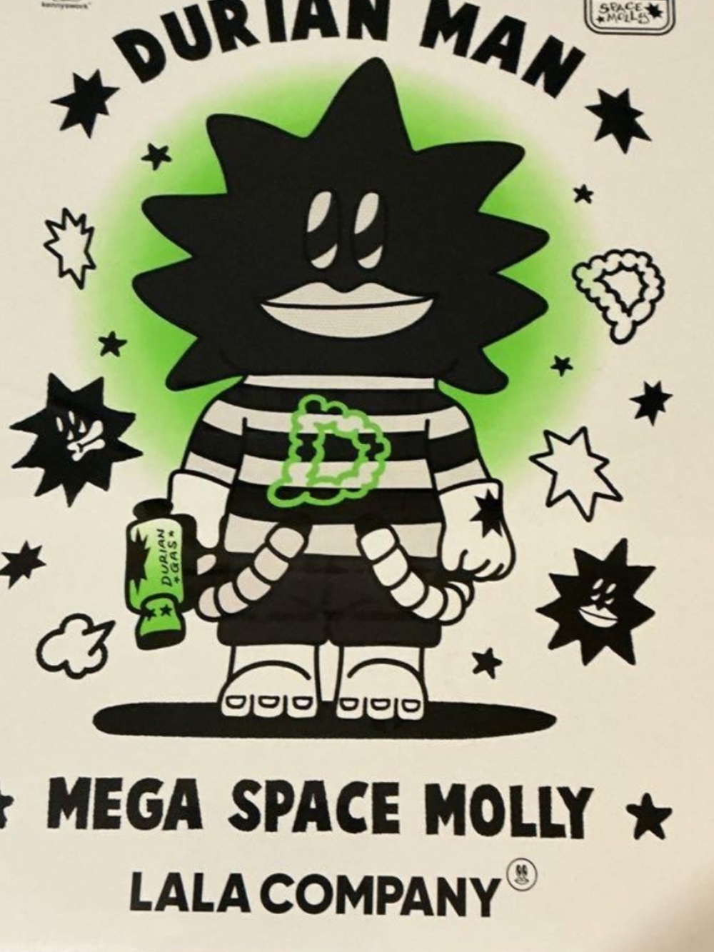 400% Durian Man Mega Space Molly  - Black & Neon Green. Open Box.